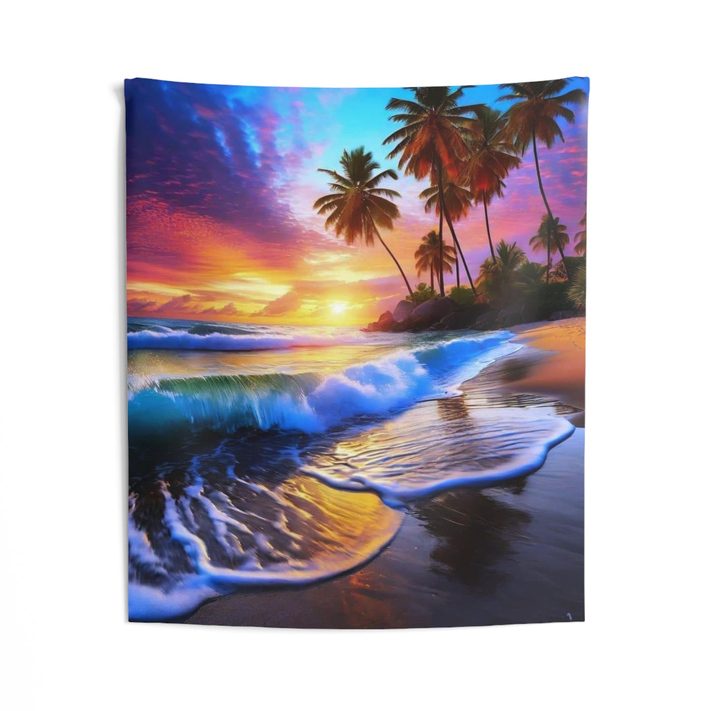 Tropical Sunset Wall Tapestry, Beach Decor, Boho Wall Hanging, Home Textile, Living Room Art, Vacation Vibe, Gift for Nature Lovers - Stoner Designz
