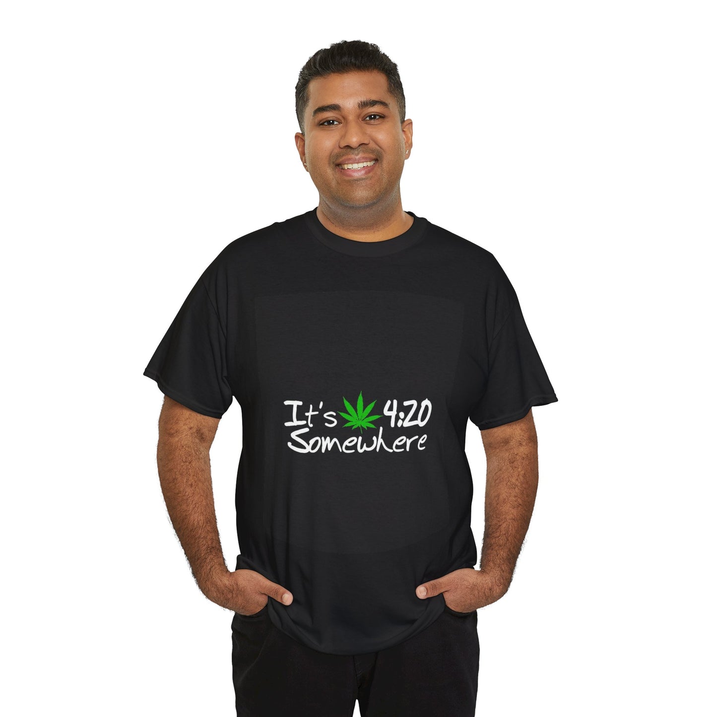 It's 4:20 Somewhere Unisex Heavy Cotton Tee, Funny Cannabis Shirt, Gift for 420 Celebrations, Stoner Humor Top, Casual Everyday Wear - Stoner Designz