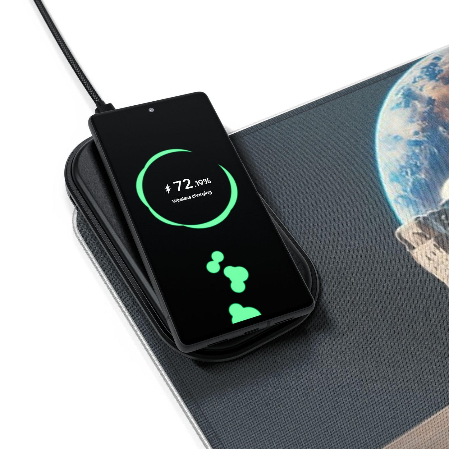 LED Gaming Mouse Pad with Wireless Charging - Smokefree Vibes, Gamer Gift, Office Desk Accessory, Cool Workstation Decor, Unique Gaming - Stoner Designz