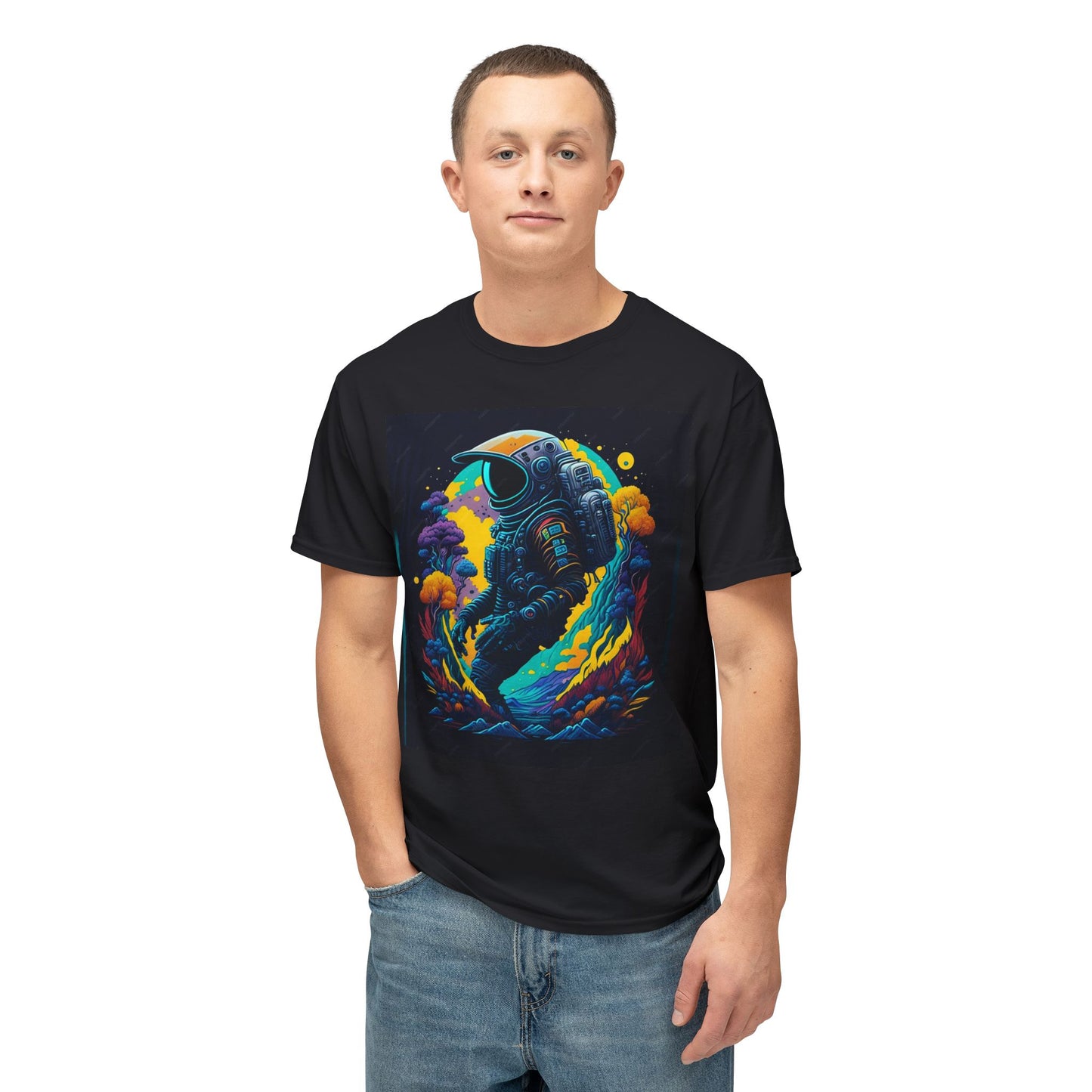 Cosmic Explorer Unisex HD Cotton T-shirt - Retro Space Design - Stoner Designz