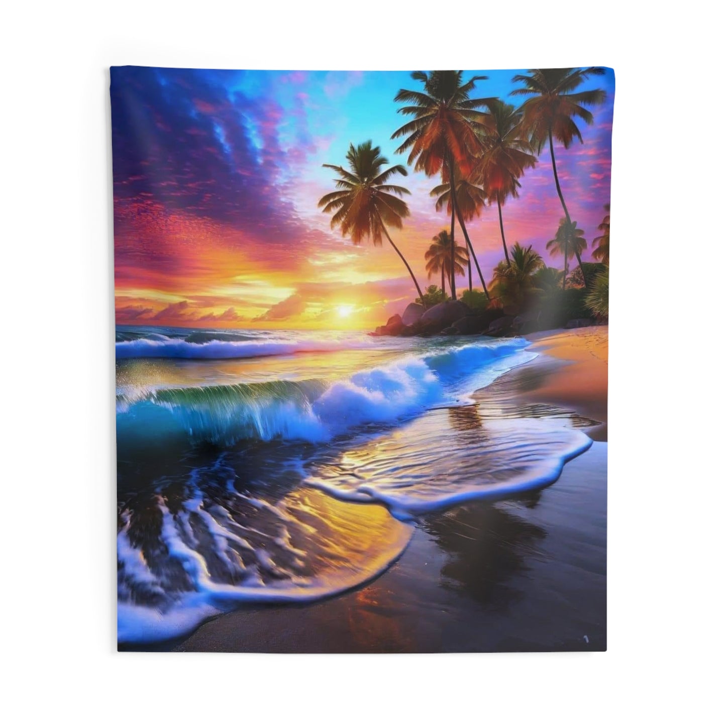 Tropical Sunset Wall Tapestry, Beach Decor, Boho Wall Hanging, Home Textile, Living Room Art, Vacation Vibe, Gift for Nature Lovers - Stoner Designz