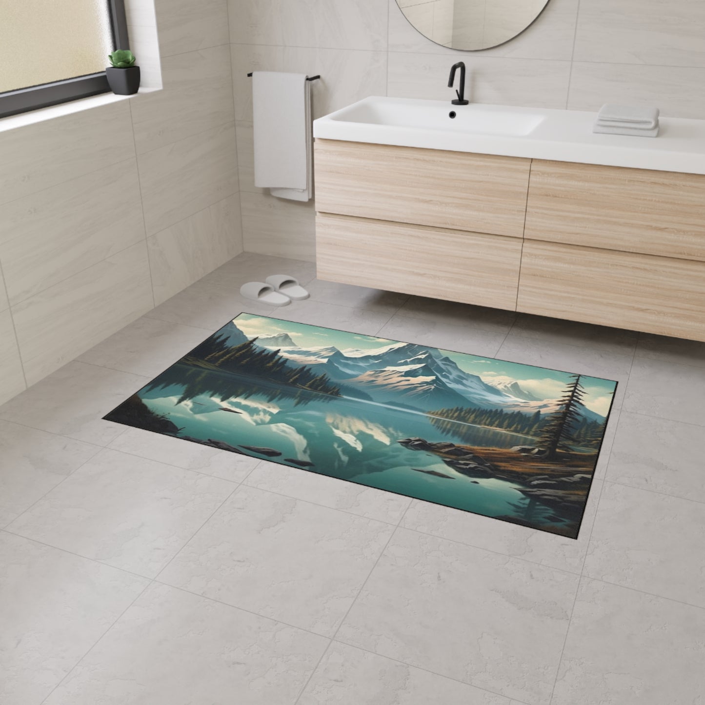 Mountain Landscape Floor Mat, Home Decor, Durable Entrance Mat, Nature Themed Rug, Cabin Decor, Outdoor Style - Stoner Designz