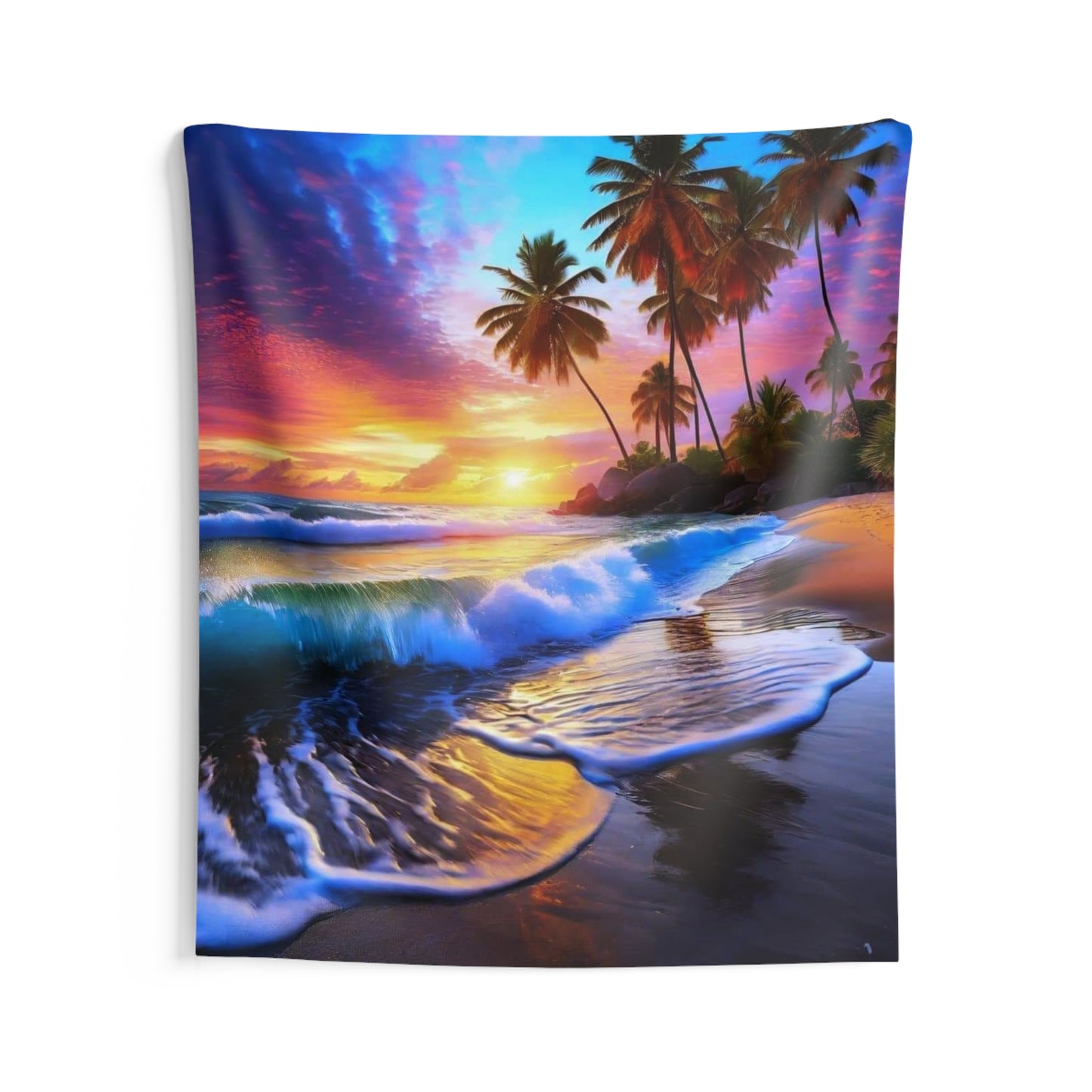 Tropical Sunset Wall Tapestry, Beach Decor, Boho Wall Hanging, Home Textile, Living Room Art, Vacation Vibe, Gift for Nature Lovers - Stoner Designz