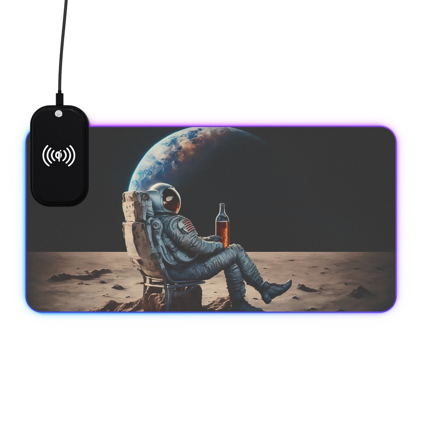 LED Gaming Mouse Pad with Wireless Charging - Smokefree Vibes, Gamer Gift, Office Desk Accessory, Cool Workstation Decor, Unique Gaming - Stoner Designz