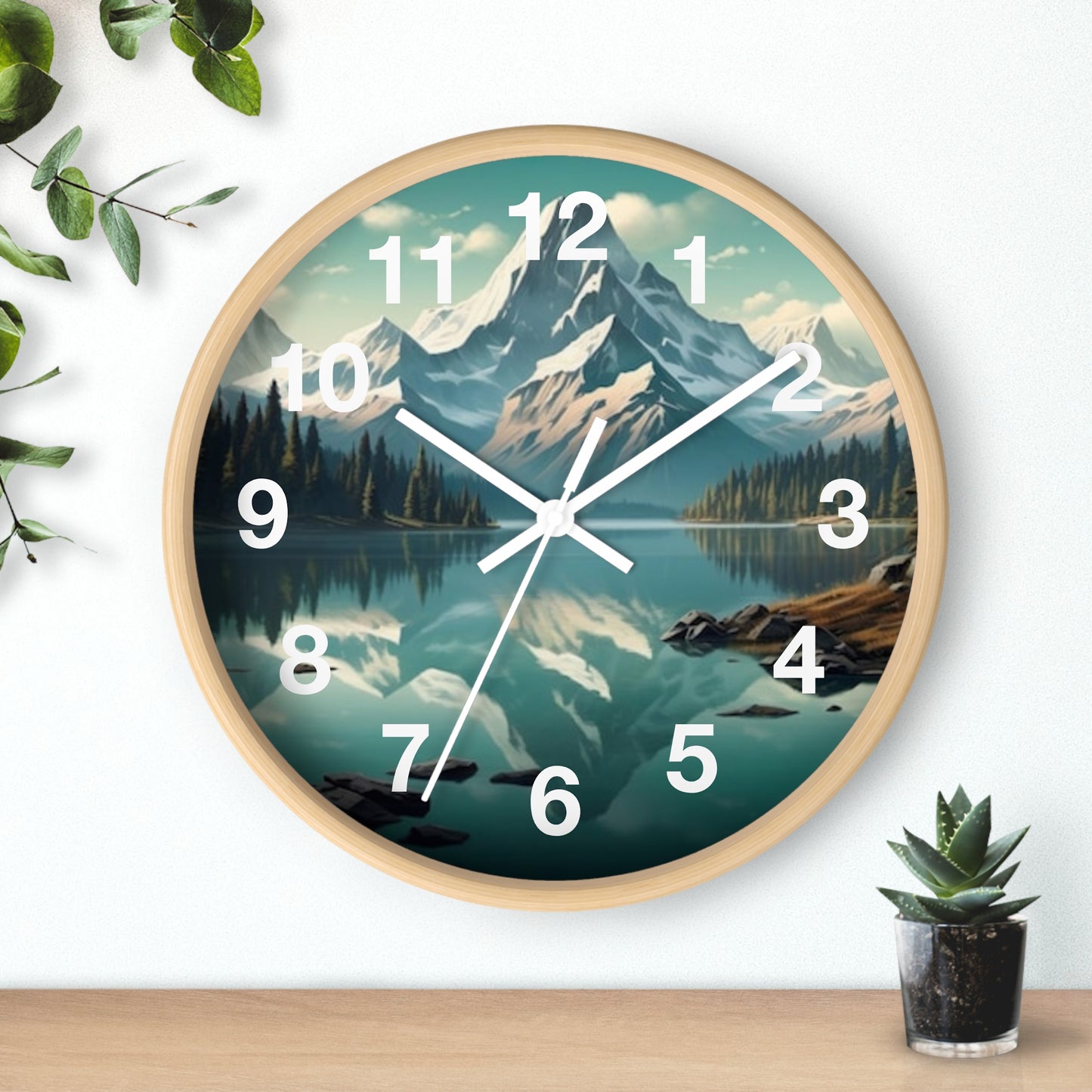 Serene Mountain Landscape Wall Clock - Nature Decor, Home Office Timepiece, Gift for Nature Lovers, Rustic Wall Art, Interior Design Accent - Stoner Designz