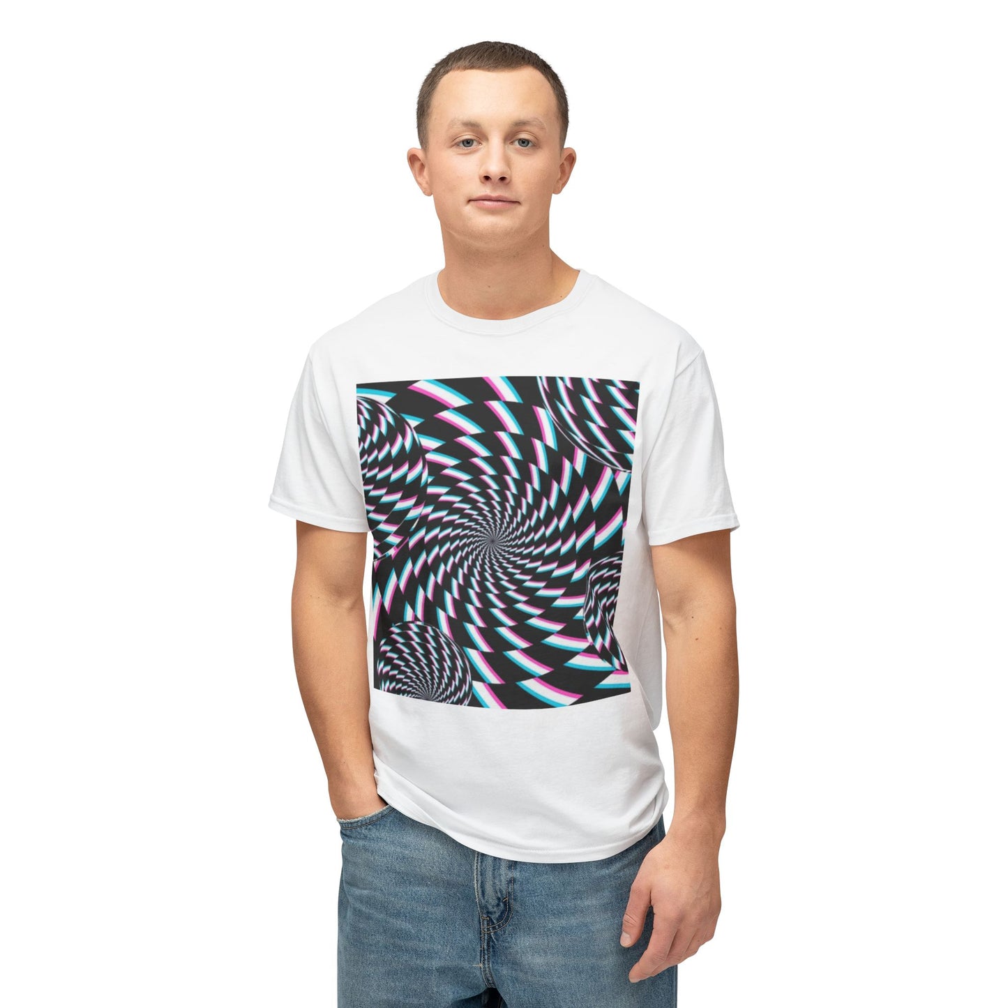 Hypnotic Spirals Unisex HD Cotton T-shirt - Groovy Optical Illusion Tee - Stoner Designz