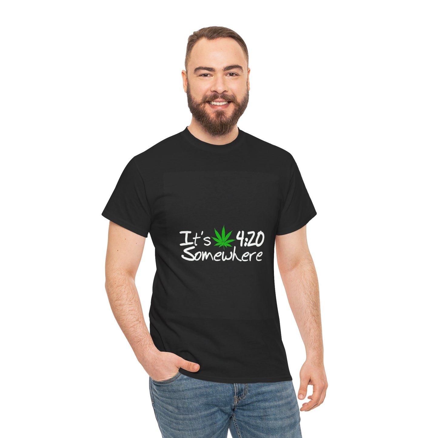 It's 4:20 Somewhere Unisex Heavy Cotton Tee, Funny Cannabis Shirt, Gift for 420 Celebrations, Stoner Humor Top, Casual Everyday Wear - Stoner Designz