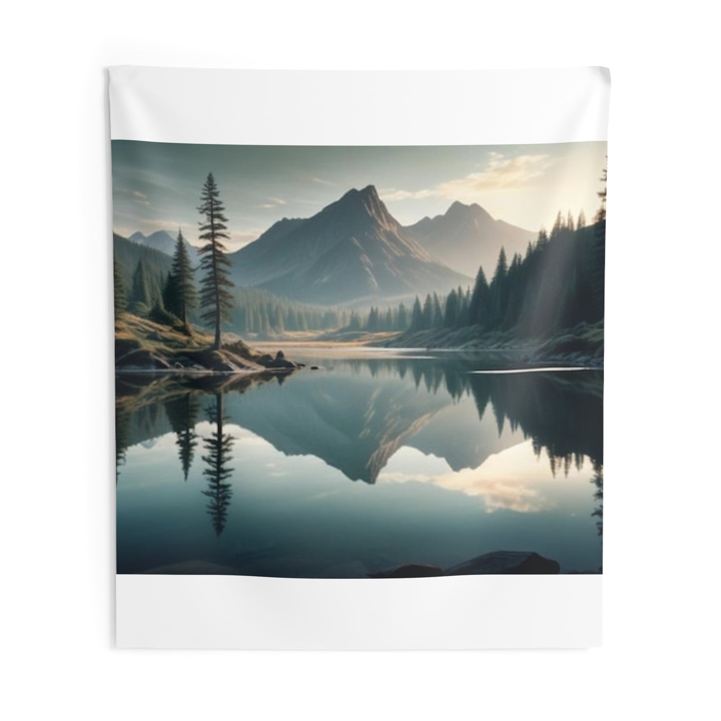Serene Mountain Reflection Indoor Wall Tapestry | Cozy Home Decor, Nature Room Accent, Living Room Wall Art, Gift for Nature Lovers, Boho - Stoner Designz