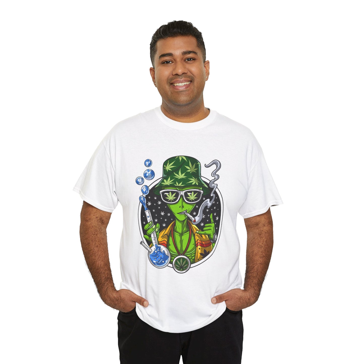 Retro Alien Scientist Tee, Cool Graphic Tee, Unisex Cotton Shirt, Fun Gift for Stoner Culture, Quirky Wear for Parties, Unique Halloween - Stoner Designz