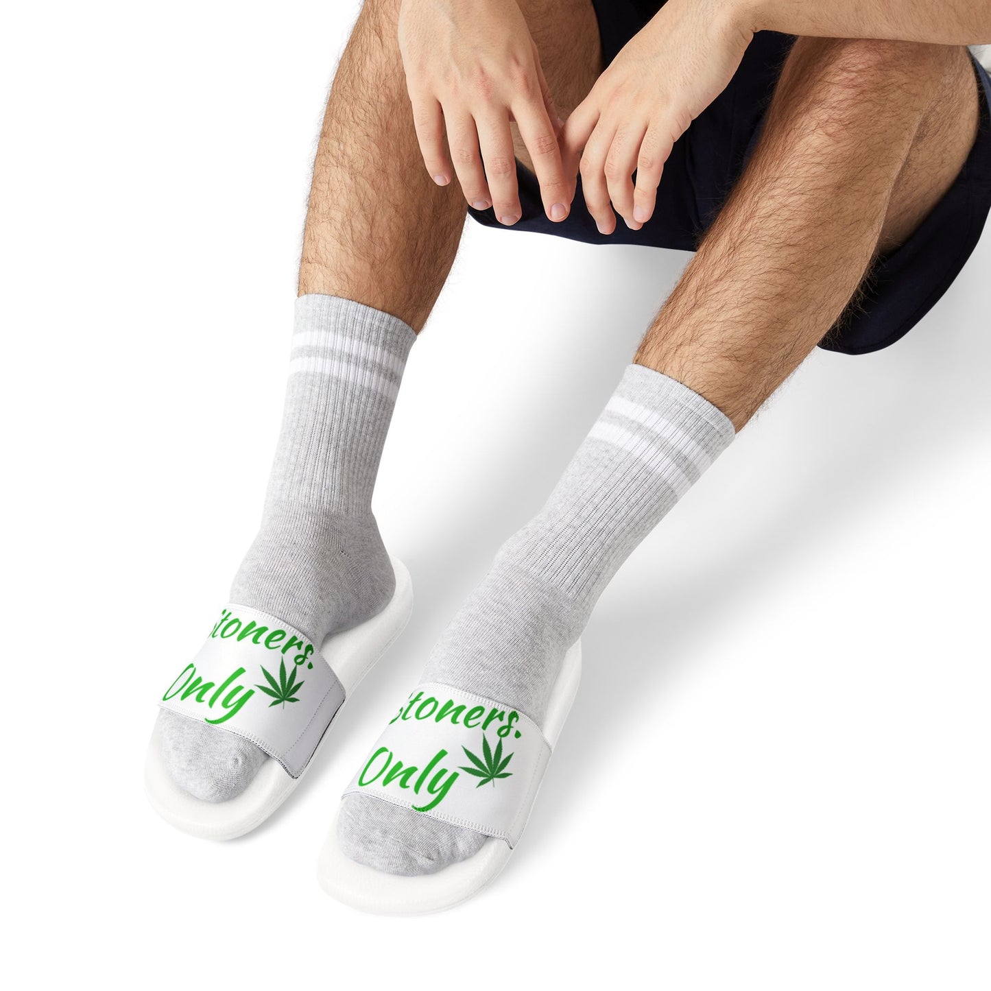Stoner Vibe Sandals - Chill Slip-Ons for Relaxation, Pool Days, Beach Fun, or Gifts - "Stoners Only" Design, Indoor/Outdoor - Stoner Designz