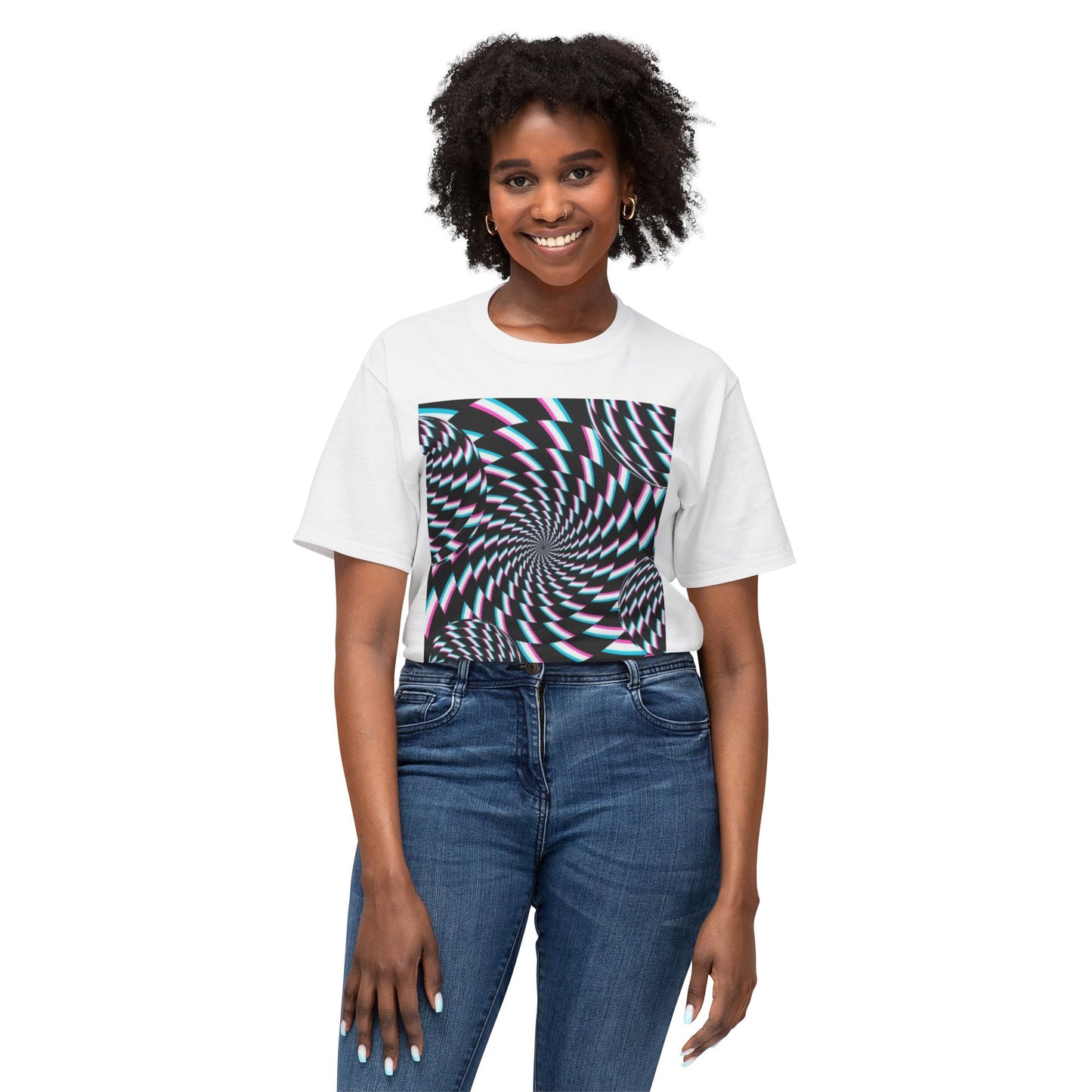 Hypnotic Spirals Unisex HD Cotton T-shirt - Groovy Optical Illusion Tee - Stoner Designz