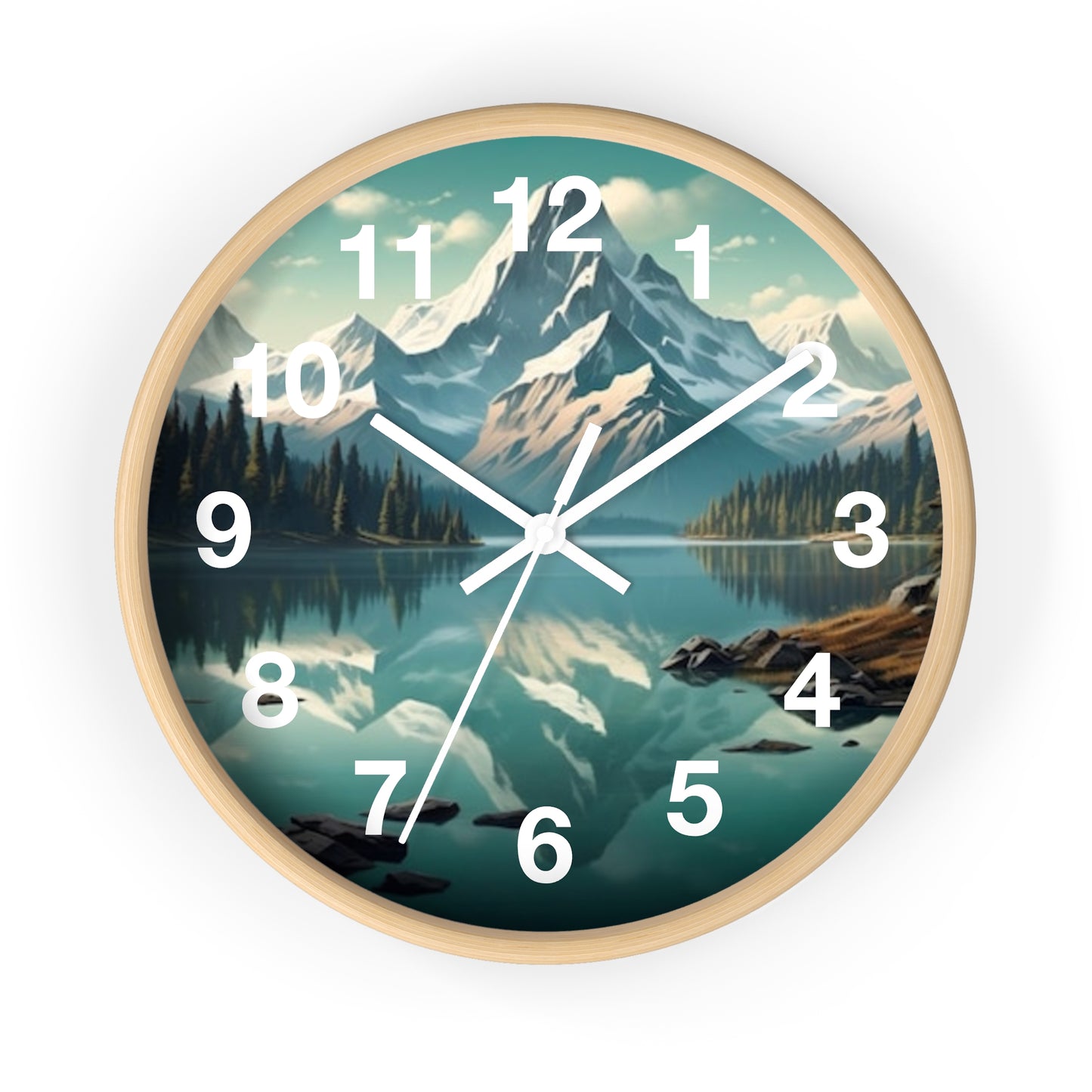 Serene Mountain Landscape Wall Clock - Nature Decor, Home Office Timepiece, Gift for Nature Lovers, Rustic Wall Art, Interior Design Accent - Stoner Designz