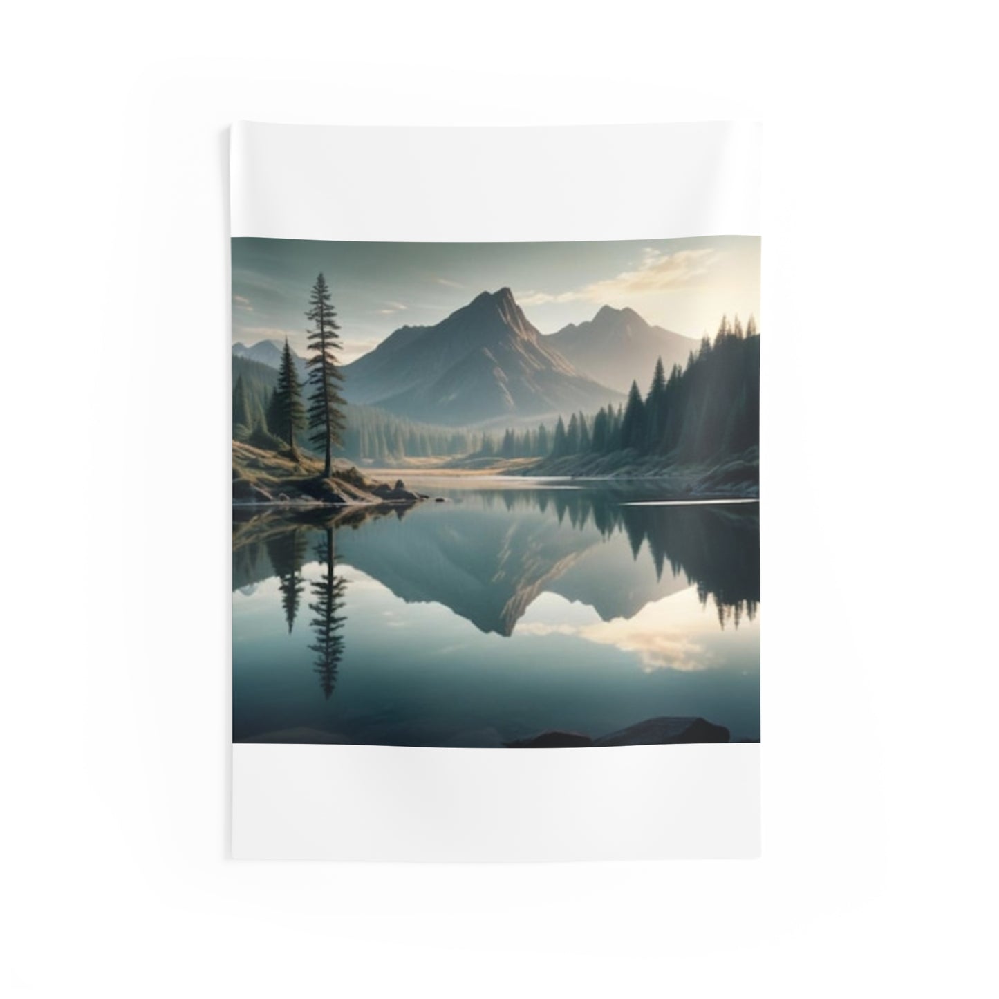 Serene Mountain Reflection Indoor Wall Tapestry | Cozy Home Decor, Nature Room Accent, Living Room Wall Art, Gift for Nature Lovers, Boho - Stoner Designz