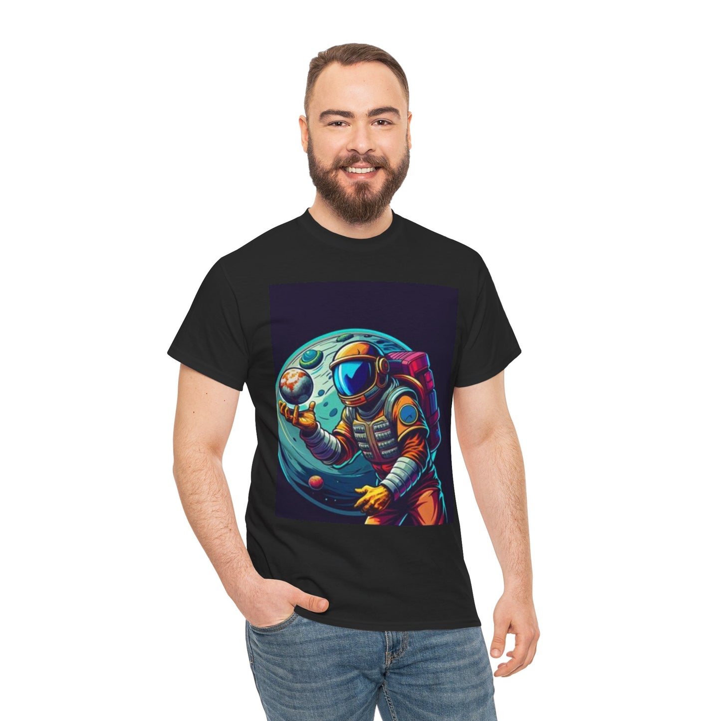 Cosmic Adventure Unisex Heavy Cotton Tee, Space T-Shirt, Astronaut Graphic Tee, Gifts for Science Lovers, Unique Outfits - Stoner Designz