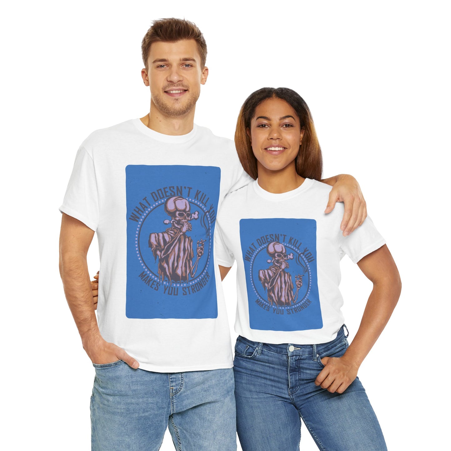 Motivational Graphic Unisex Heavy Cotton Tee - 'What Doesn't Kill You Makes You Stronger' - Stoner Designz