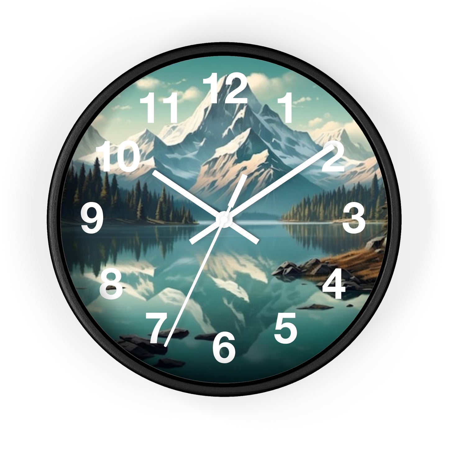 Serene Mountain Landscape Wall Clock - Nature Decor, Home Office Timepiece, Gift for Nature Lovers, Rustic Wall Art, Interior Design Accent - Stoner Designz
