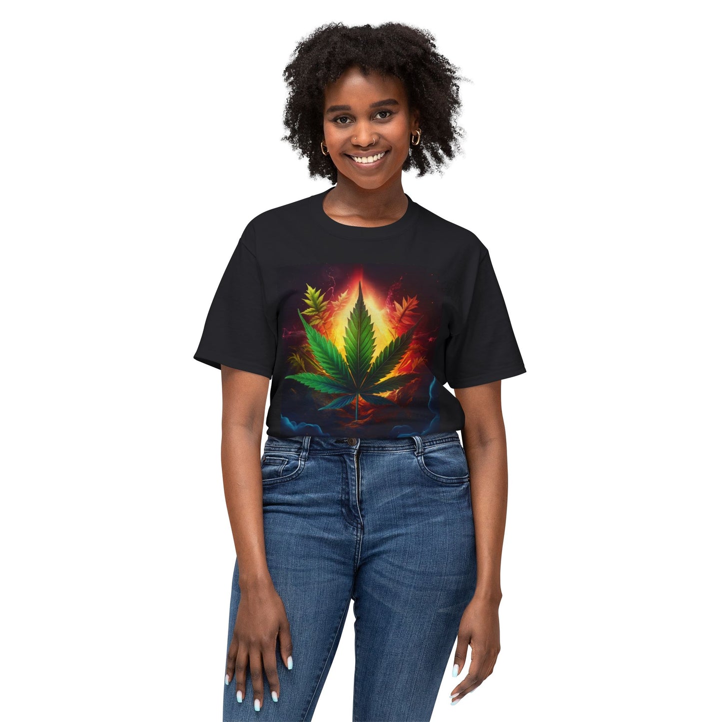 Vibrant Marijuana Leaf Unisex HD Cotton T-Shirt - Stoner Designz
