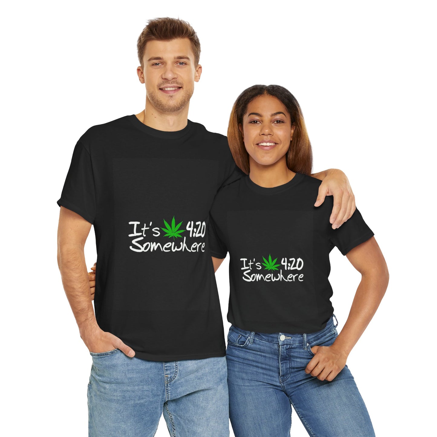 It's 4:20 Somewhere Unisex Heavy Cotton Tee, Funny Cannabis Shirt, Gift for 420 Celebrations, Stoner Humor Top, Casual Everyday Wear - Stoner Designz