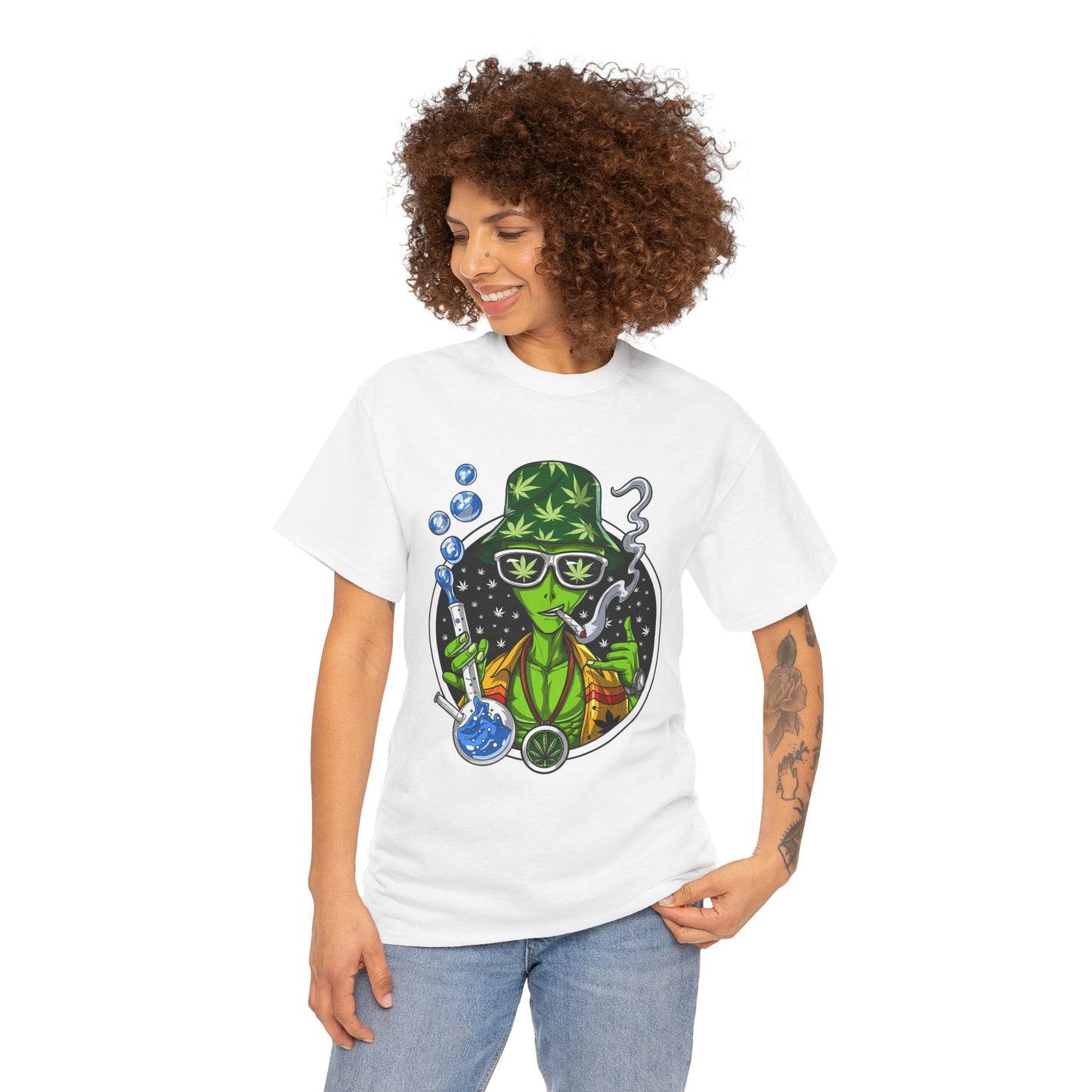 Retro Alien Scientist Tee, Cool Graphic Tee, Unisex Cotton Shirt, Fun Gift for Stoner Culture, Quirky Wear for Parties, Unique Halloween - Stoner Designz