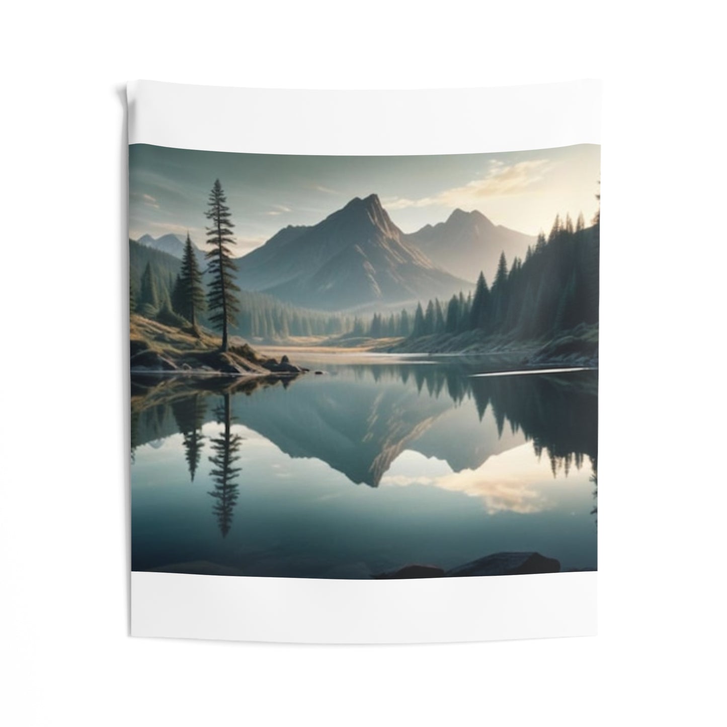 Serene Mountain Reflection Indoor Wall Tapestry | Cozy Home Decor, Nature Room Accent, Living Room Wall Art, Gift for Nature Lovers, Boho - Stoner Designz