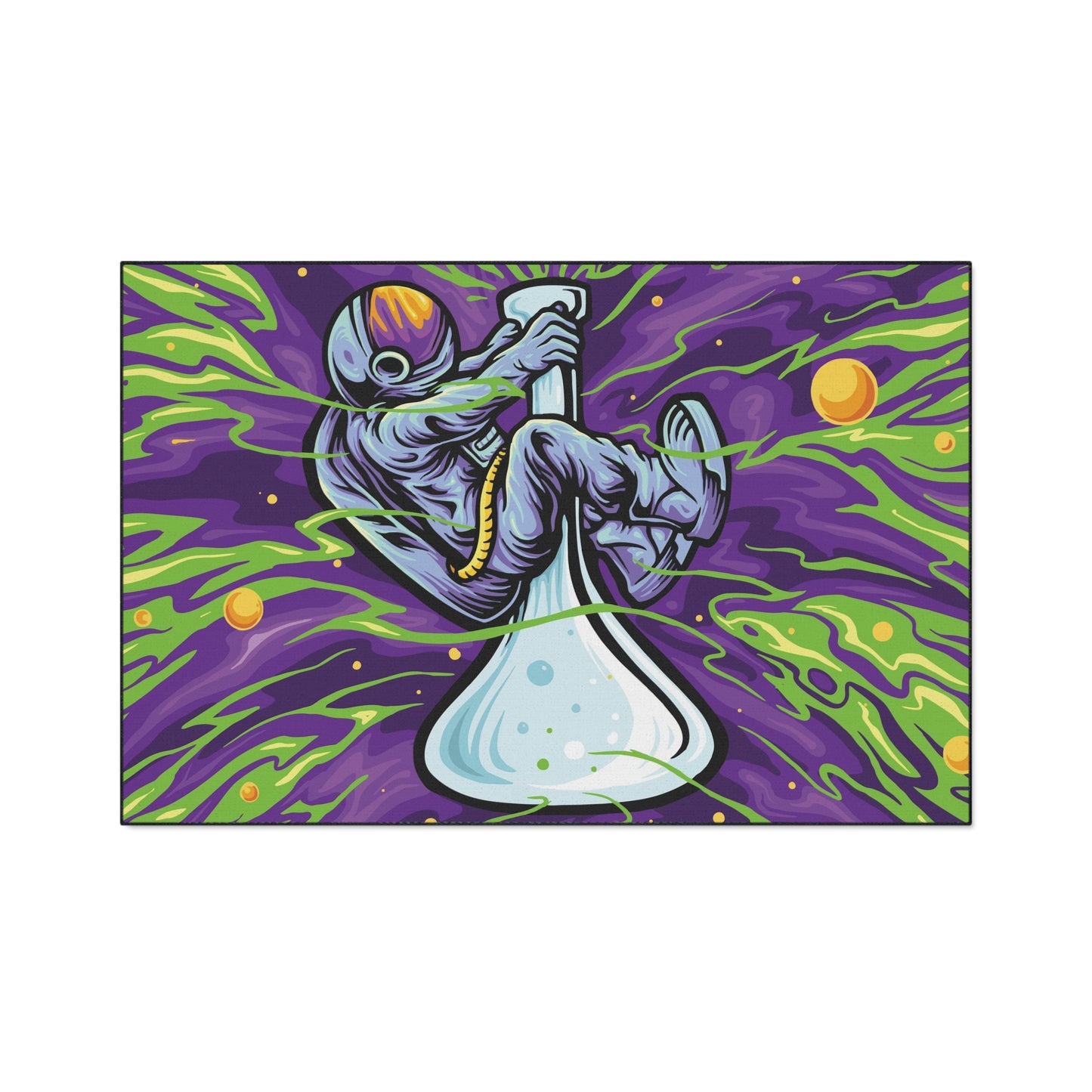 Floor Mat - Astronaut Adventure with Bong, Spaceship Home Decor, Galaxy Gift Idea, Alien Invasion Area Rug, Space Floor Covering - Stoner Designz