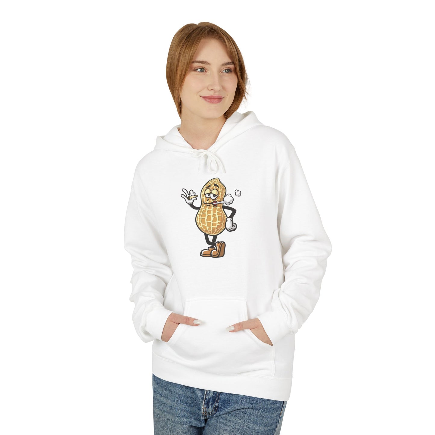 Peanut Character Fleece Hoodie, Cozy Unisex Hoodie, Fun Gift for Peanut Lovers, Cartoon Hoodie, Casual Everyday Wear, Unique Graphic - Stoner Designz