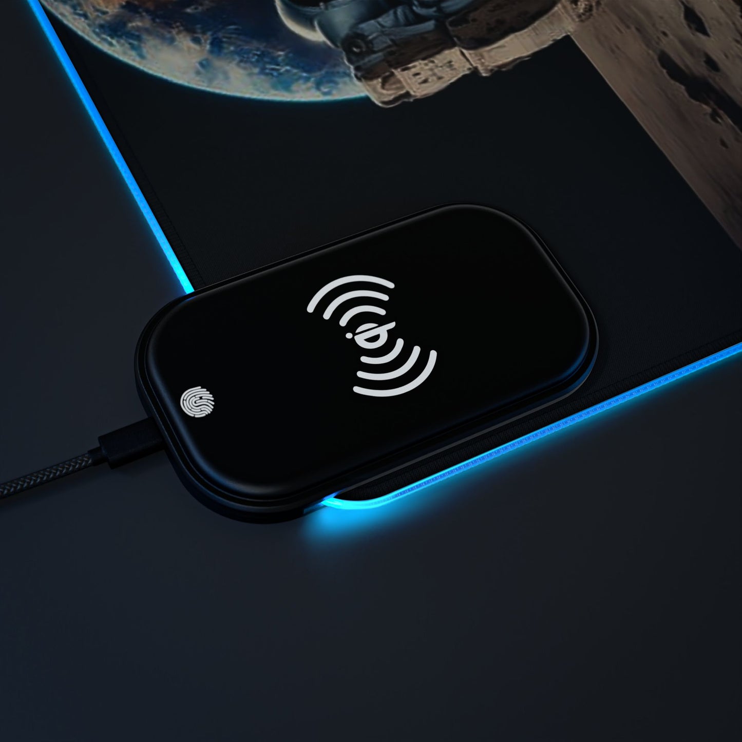 LED Gaming Mouse Pad with Wireless Charging - Smokefree Vibes, Gamer Gift, Office Desk Accessory, Cool Workstation Decor, Unique Gaming - Stoner Designz