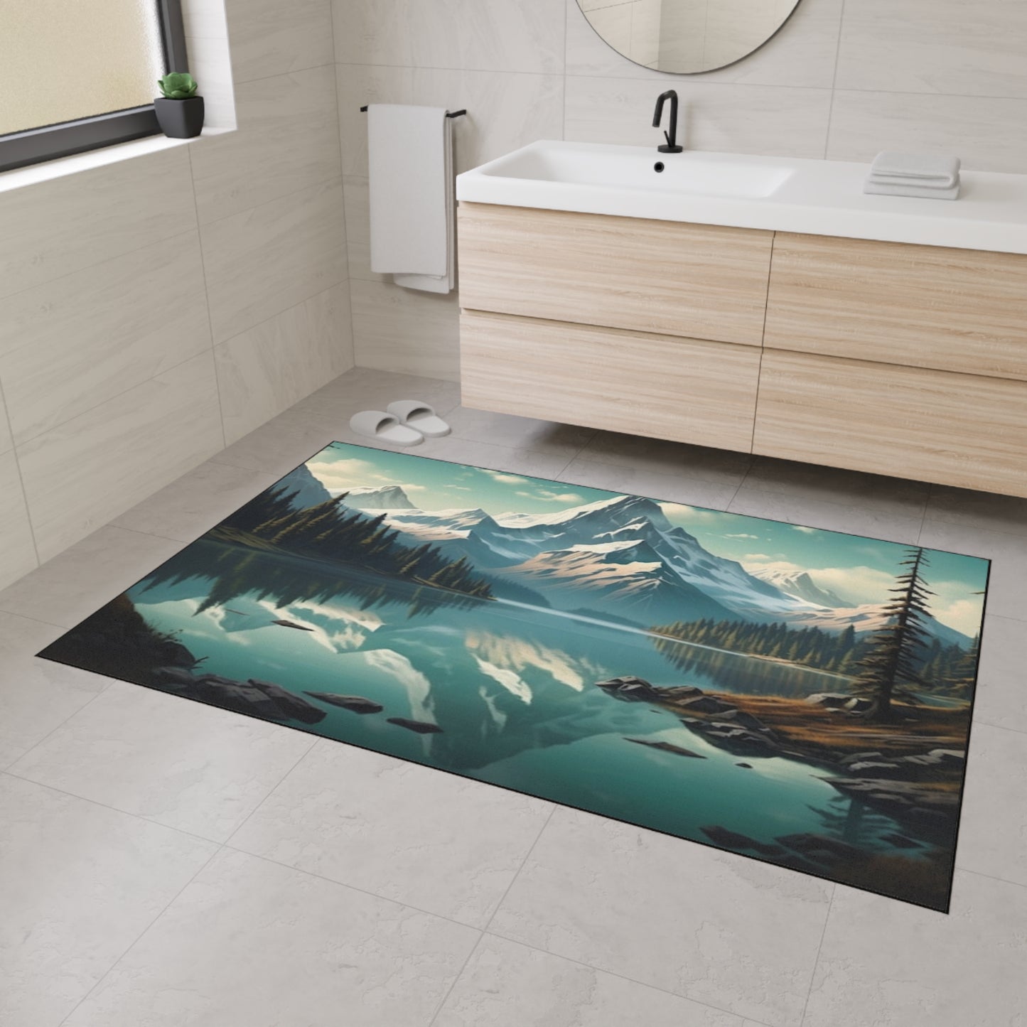 Mountain Landscape Floor Mat, Home Decor, Durable Entrance Mat, Nature Themed Rug, Cabin Decor, Outdoor Style - Stoner Designz
