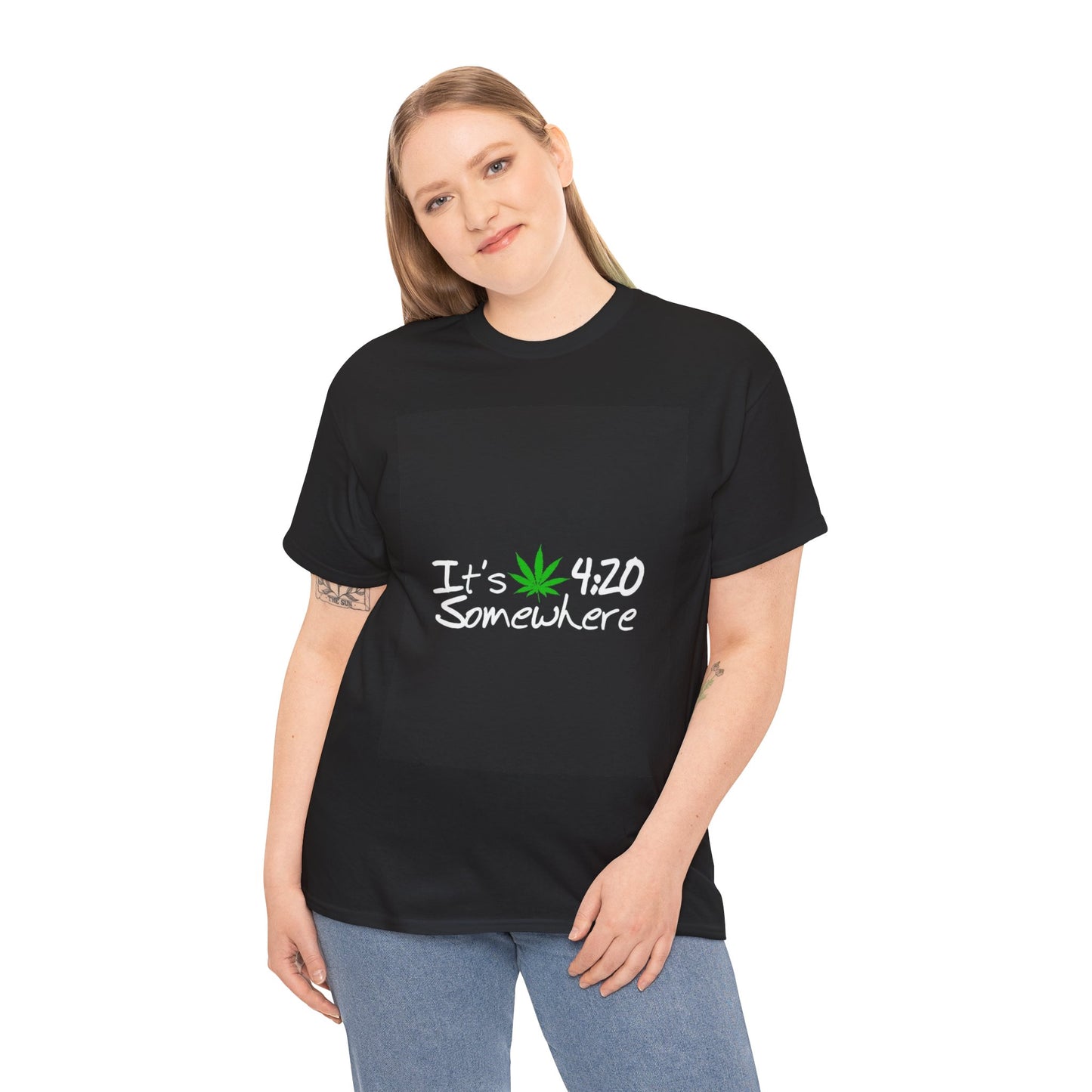 It's 4:20 Somewhere Unisex Heavy Cotton Tee, Funny Cannabis Shirt, Gift for 420 Celebrations, Stoner Humor Top, Casual Everyday Wear - Stoner Designz