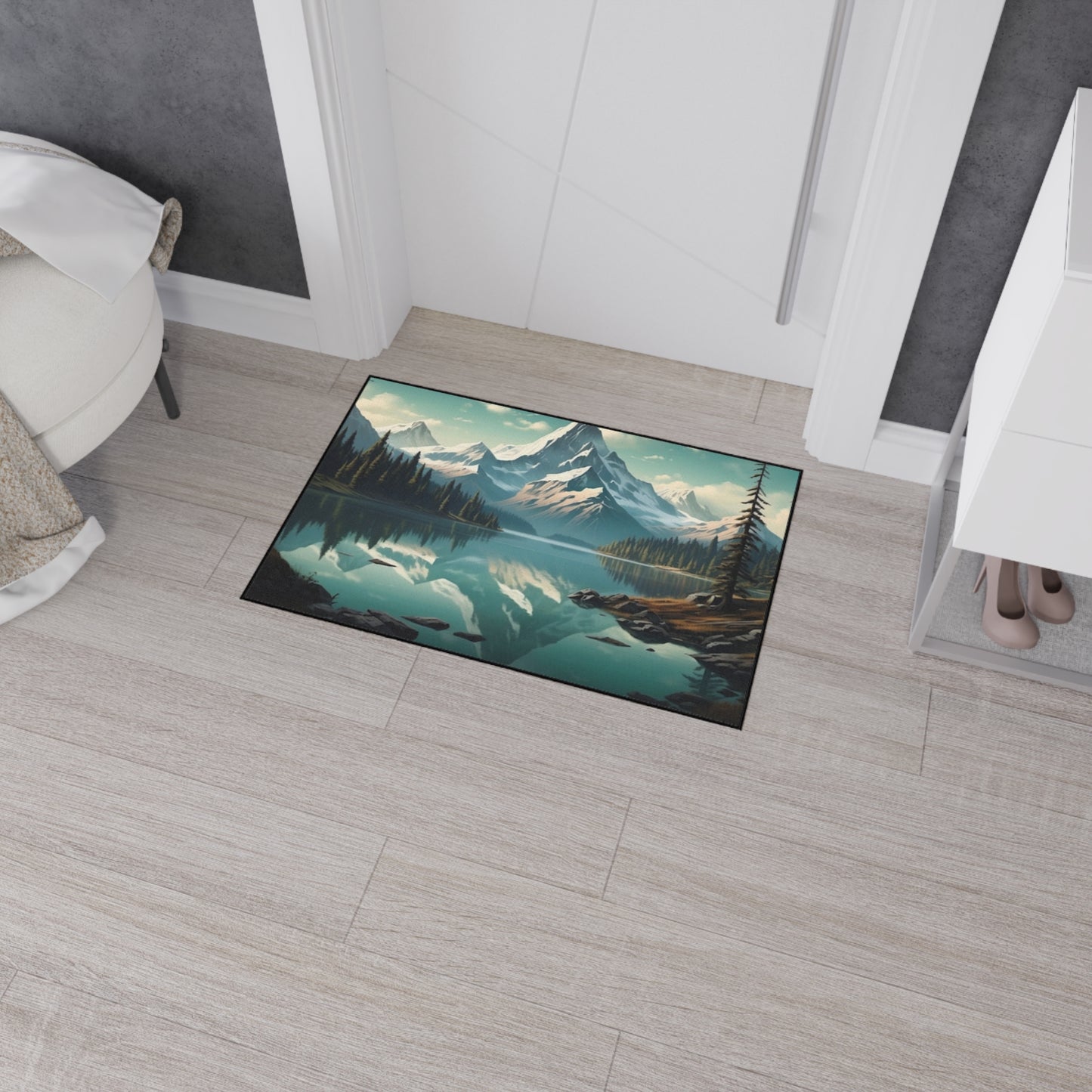 Mountain Landscape Floor Mat, Home Decor, Durable Entrance Mat, Nature Themed Rug, Cabin Decor, Outdoor Style - Stoner Designz