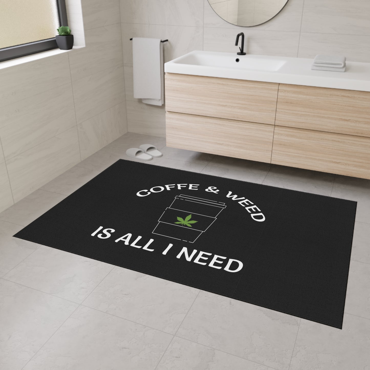 Coffee & Weed Heavy Duty Floor Mat - Perfect for Home, Kitchen, Cafes, Gifts, 420 Celebrations, Stoner Decor, Housewarming