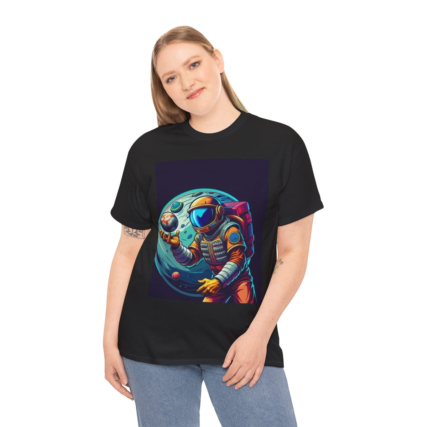 Cosmic Adventure Unisex Heavy Cotton Tee, Space T-Shirt, Astronaut Graphic Tee, Gifts for Science Lovers, Unique Outfits