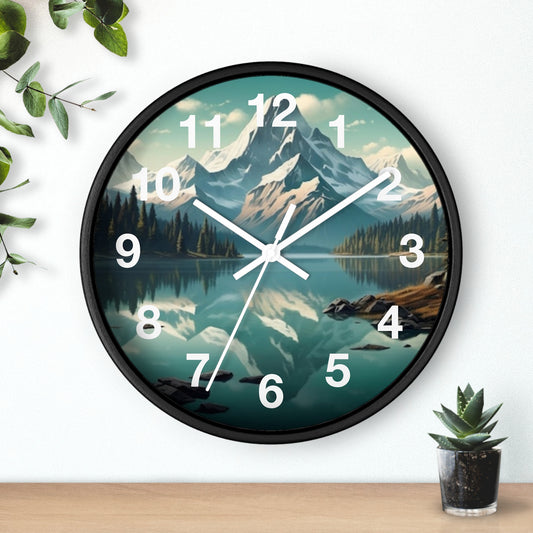 Serene Mountain Landscape Wall Clock - Nature Decor, Home Office Timepiece, Gift for Nature Lovers, Rustic Wall Art, Interior Design Accent