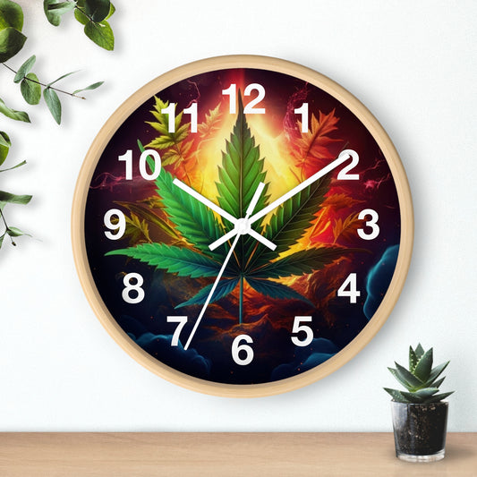 Cannabis Leaf Wall Clock