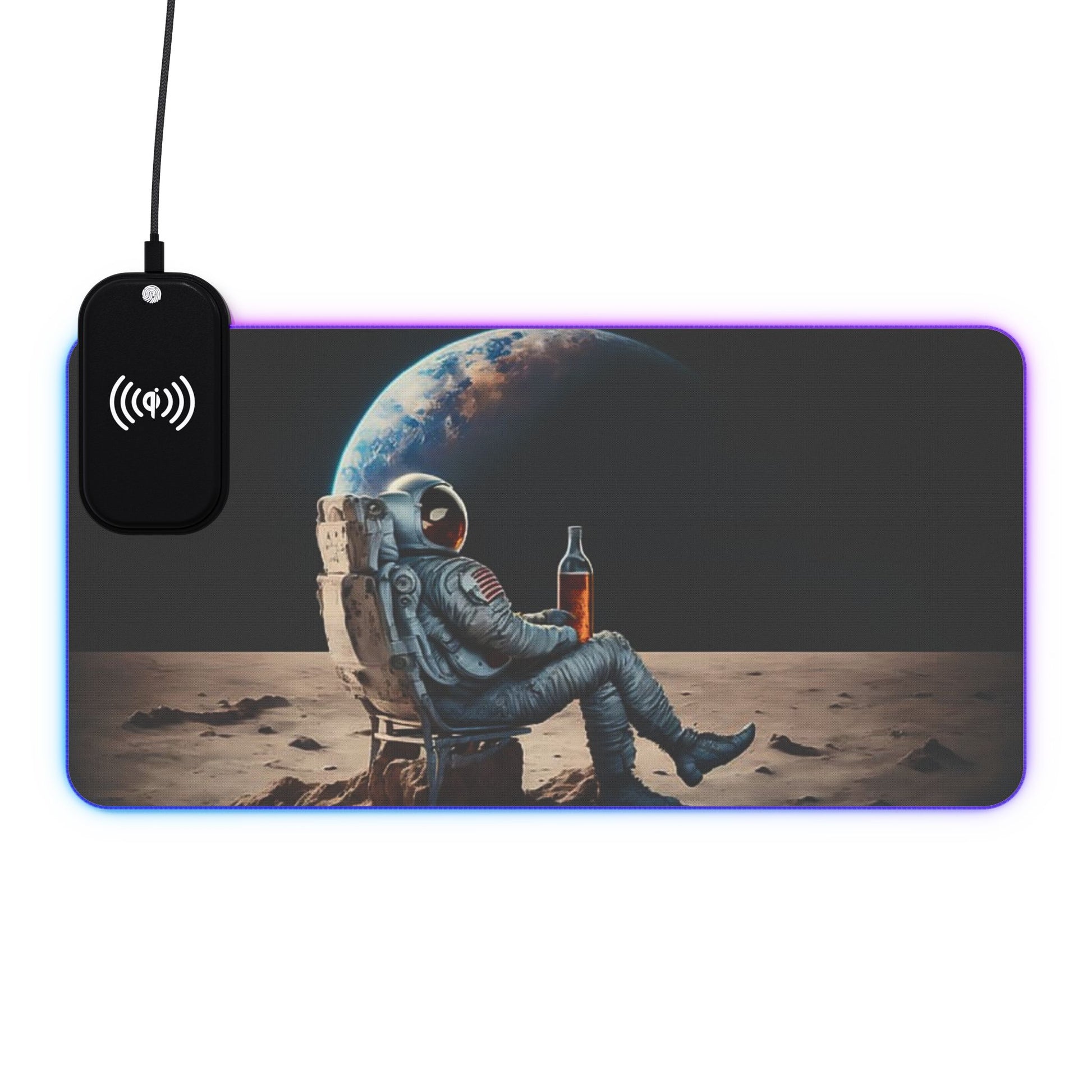 LED Gaming Mouse Pad with Wireless Charging - Smokefree Vibes, Gamer Gift, Office Desk Accessory, Cool Workstation Decor, Unique Gaming - Stoner Designz