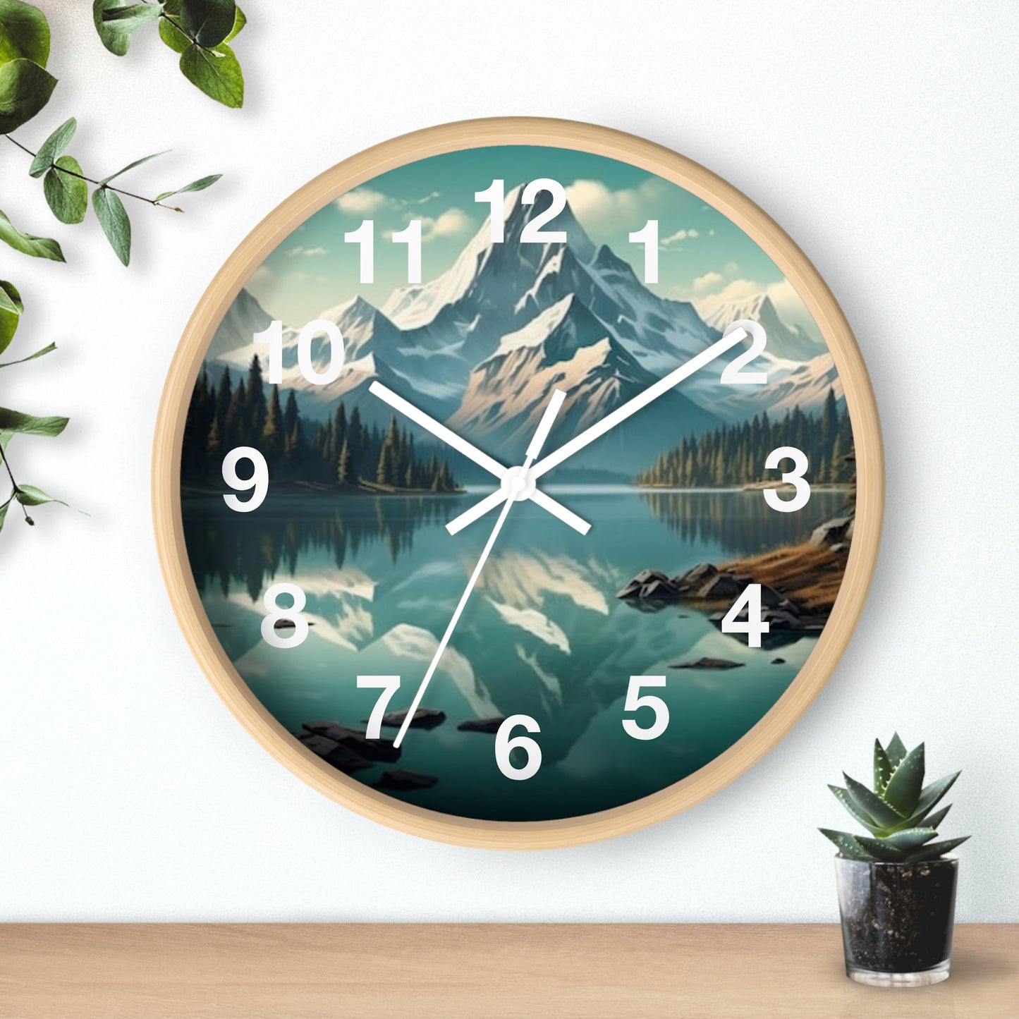 Serene Mountain Landscape Wall Clock - Nature Decor, Home Office Timepiece, Gift for Nature Lovers, Rustic Wall Art, Interior Design Accent