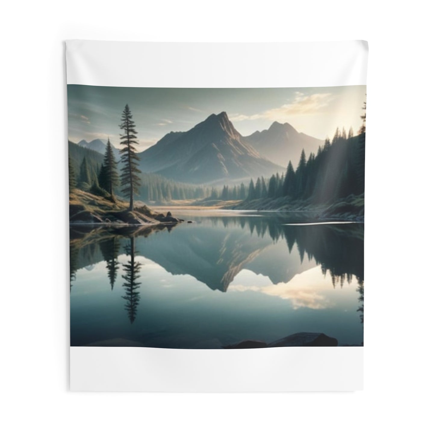 Serene Mountain Reflection Indoor Wall Tapestry | Cozy Home Decor, Nature Room Accent, Living Room Wall Art, Gift for Nature Lovers, Boho