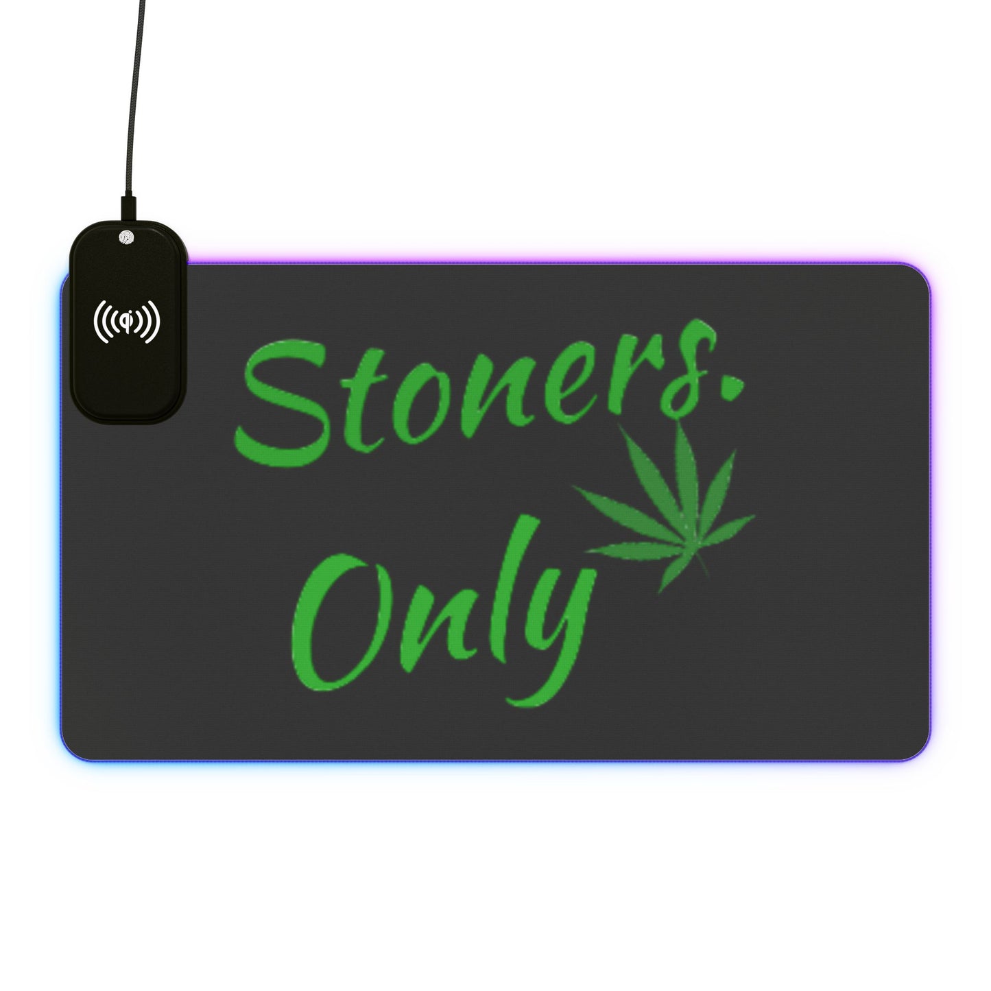 Stoners Only LED Gaming Mouse Pad, Wired & Wireless Charging Pad, Gamer Decor, Unique Gift for Gamers, Stoner Accessories