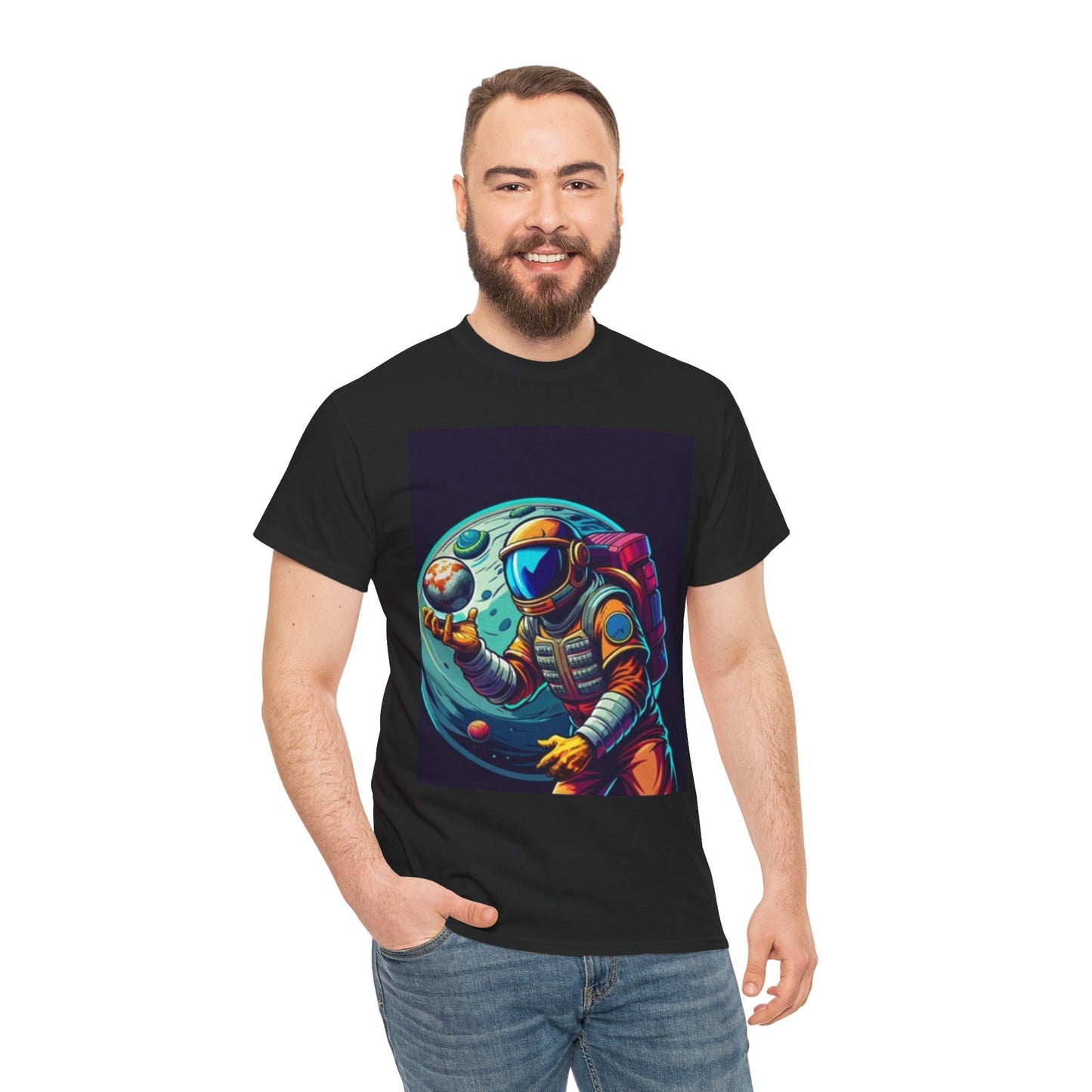 Cosmic Adventure Unisex Heavy Cotton Tee, Space T-Shirt, Astronaut Graphic Tee, Gifts for Science Lovers, Unique Outfits