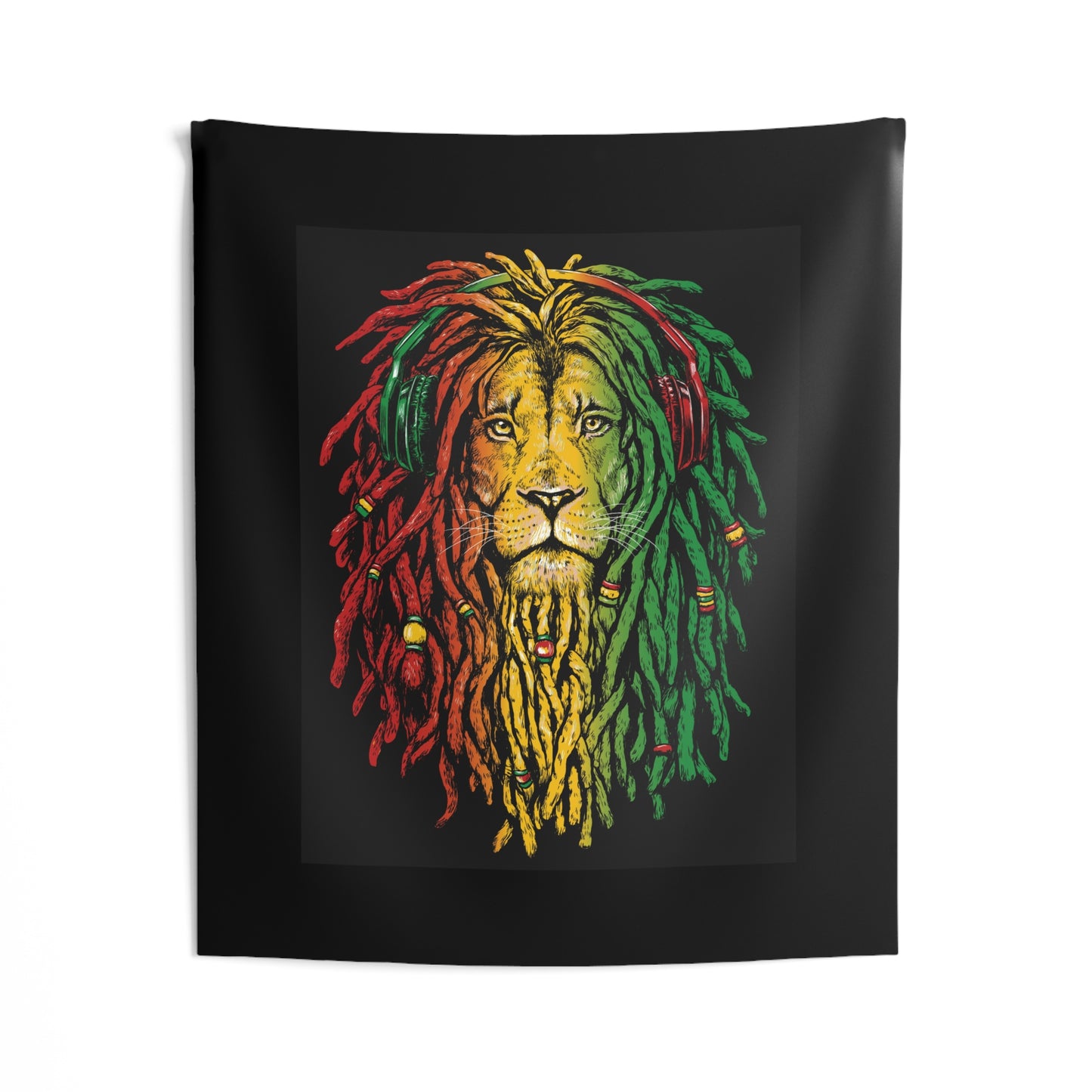 Reggae Lion Tapestry, Bohemian Wall Decor, Rasta Art, Music Lover's Gift, Colorful Home Accent, Vibrant Room Styling