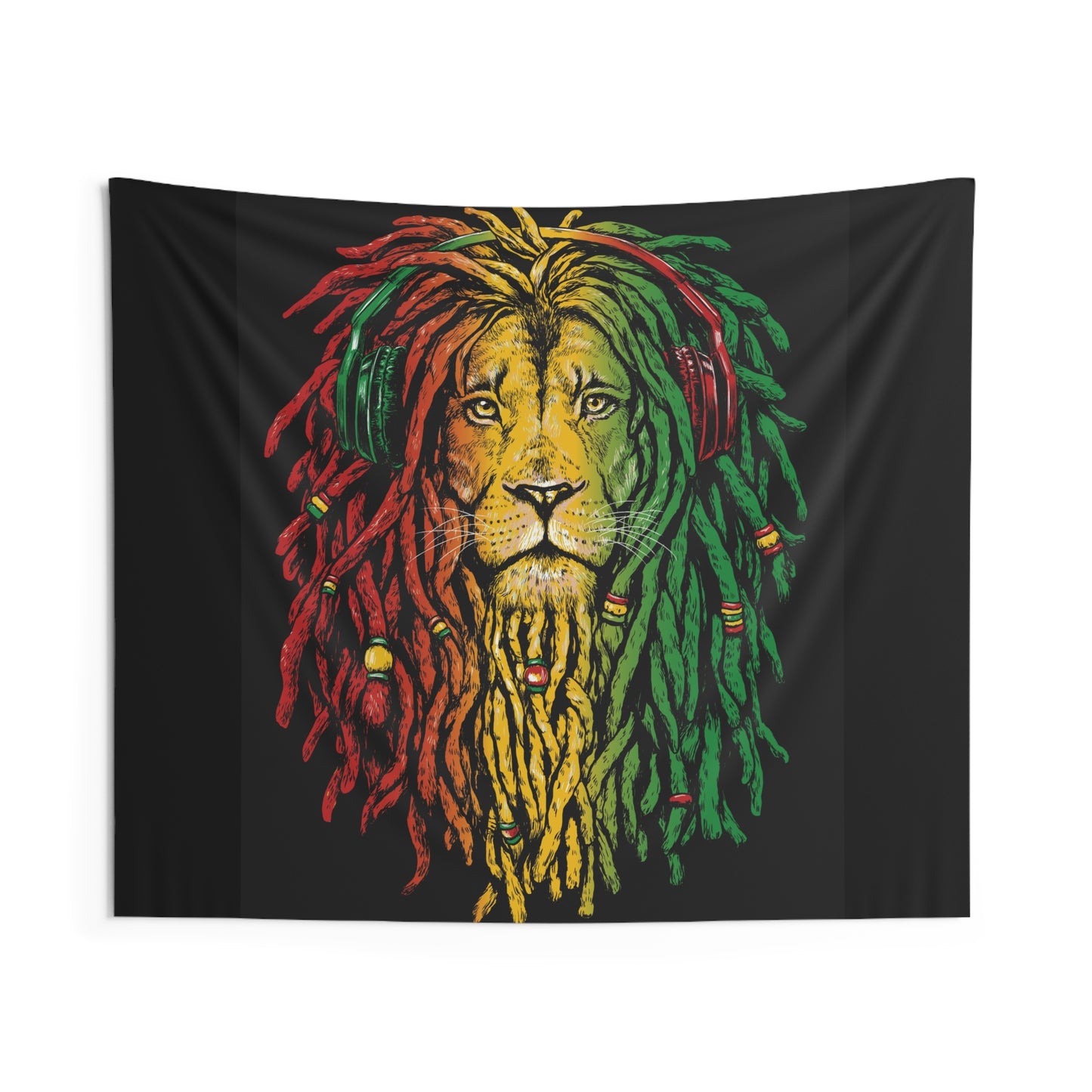 Reggae Lion Tapestry, Bohemian Wall Decor, Rasta Art, Music Lover's Gift, Colorful Home Accent, Vibrant Room Styling