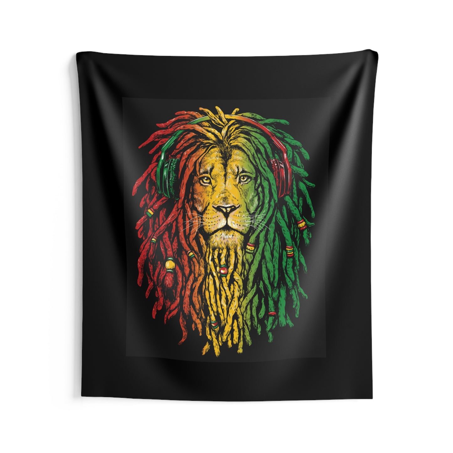 Reggae Lion Tapestry, Bohemian Wall Decor, Rasta Art, Music Lover's Gift, Colorful Home Accent, Vibrant Room Styling