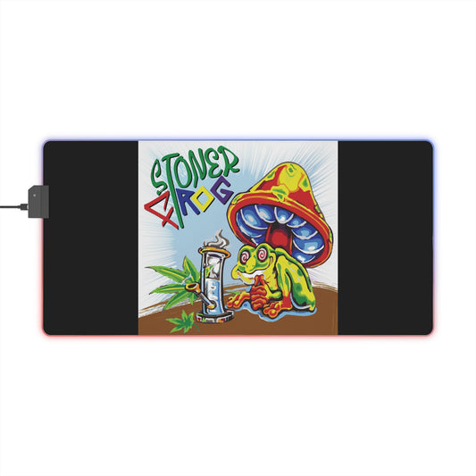 Stoner Frog LED Gaming Mouse Pad, Colorful Desk Accessory for Gamers, Unique Gaming Decor, Perfect Gift for Stoner Friends, Cool RGB Mouse