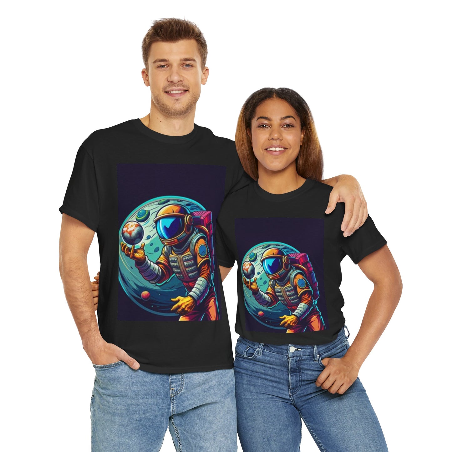 Cosmic Adventure Unisex Heavy Cotton Tee, Space T-Shirt, Astronaut Graphic Tee, Gifts for Science Lovers, Unique Outfits